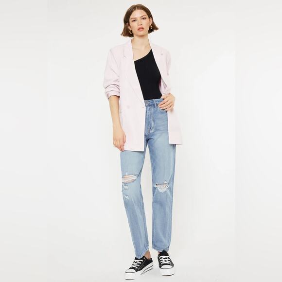 KanCan Jinx Ultra High Rise 90's Boyfriend Distressed Jeans Light Wash Size 9/28 - Picture 5 of 16